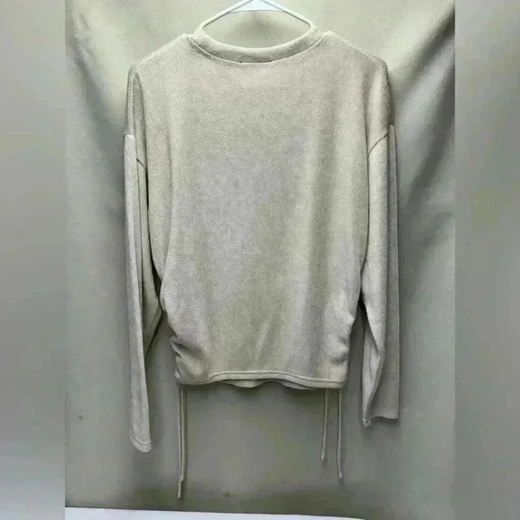 Zara Tan long sleeve side drawstring ruching Shirt Size Medium - Picture 4 of 4